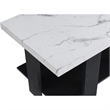 Bexy 3pc Coffee and End Table Set- White Faux Marble Top- Black Shelf