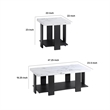 Bexy 3pc Coffee and End Table Set- White Faux Marble Top- Black Shelf