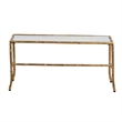 Coffee Table-36 Inch Rectangular Mirror Top-Antique Gold Iron Frame