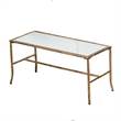 Coffee Table-36 Inch Rectangular Mirror Top-Antique Gold Iron Frame