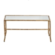 Coffee Table-36 Inch Rectangular Mirror Top-Antique Gold Iron Frame