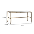 Coffee Table-36 Inch Rectangular Mirror Top-Antique Gold Iron Frame
