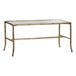 Coffee Table-36 Inch Rectangular Mirror Top-Antique Gold Iron Frame