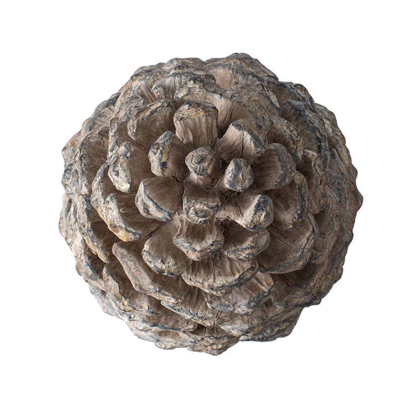 Hazel Pine Cone Accent Decor- 14 Inch Sculpture Polyresin- Gray