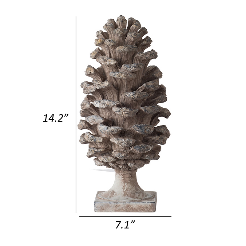 Hazel Pine Cone Accent Decor- 14 Inch Sculpture Polyresin- Gray