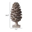 Hazel Pine Cone Accent Decor- 14 Inch Sculpture Polyresin- Gray