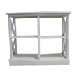 Console Table with 3-Tier Design- X Cutout Sides- White Wood 39 Inch