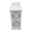 Console Table with 3-Tier Design- X Cutout Sides- White Wood 39 Inch