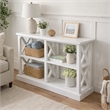 Console Table with 3-Tier Design- X Cutout Sides- White Wood 39 Inch
