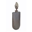 Decorative Bottle with Sculpted Gold Leaf Lid- 23 Inch Gray Glass