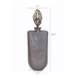 Decorative Bottle with Sculpted Gold Leaf Lid- 23 Inch Gray Glass