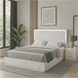 Esy Queen Size Storage Bed with LED Headboard- USB Ports- White and Silver