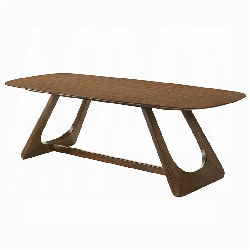 Lery Dining Table- 94 Inch Rectangular Top w Angled Base- Walnut Brown