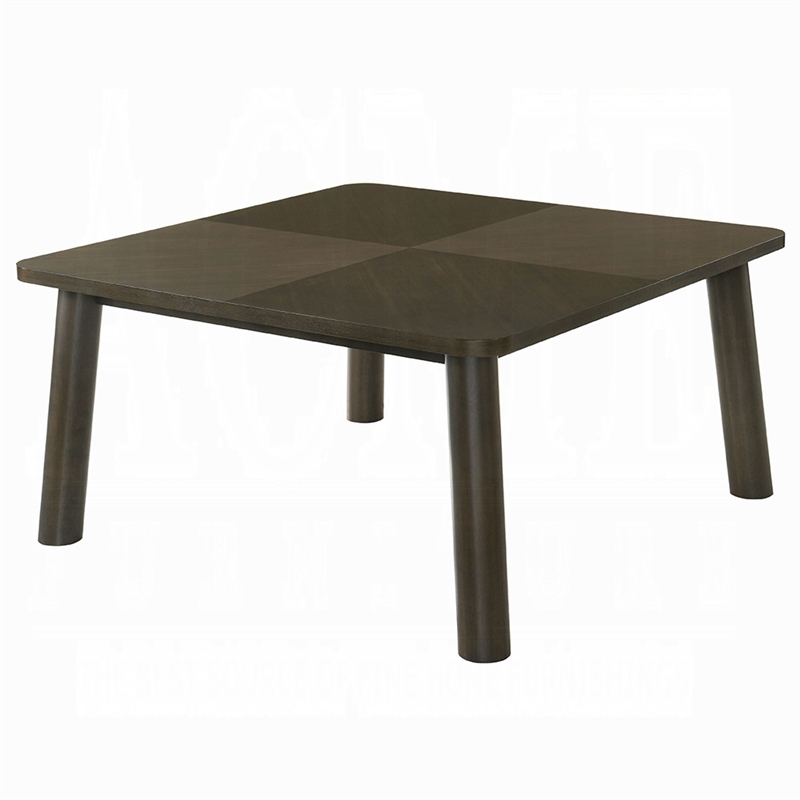 Mery Dining Table- 59 Inch Square Top- Walnut Brown Solid Rubberwood