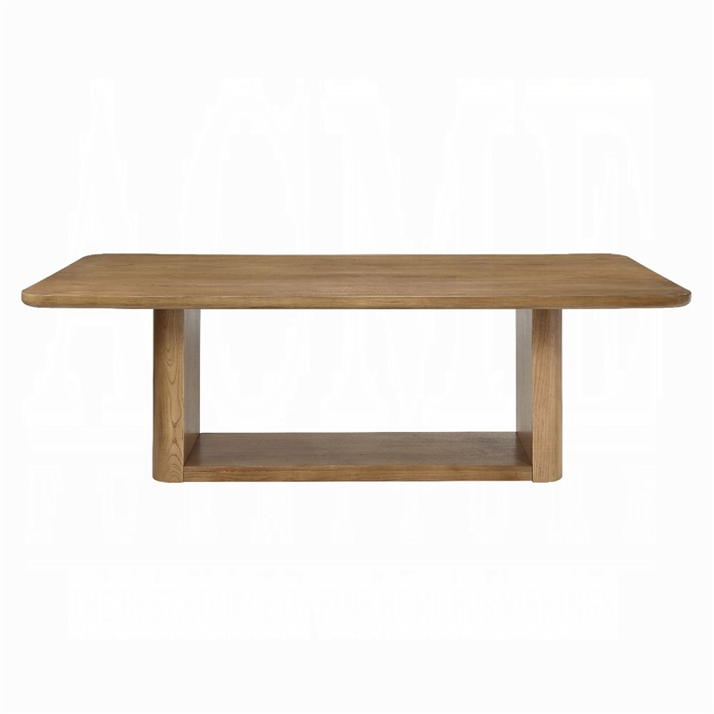 Sery Dining Table- 95 Inch Rectangular Top- Dual Pedestal Base- Brown