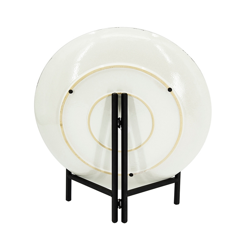 Decorative Charger Plate with Stand- Black and White Ceramic- 18 Inch