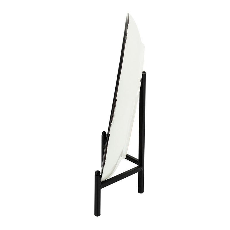 Decorative Charger Plate with Stand- Black and White Ceramic- 18 Inch