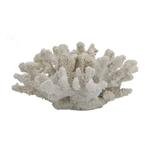 Coastal Decorative Faux Coral Sculpture- Realistic- 8 Inch White Polyresin