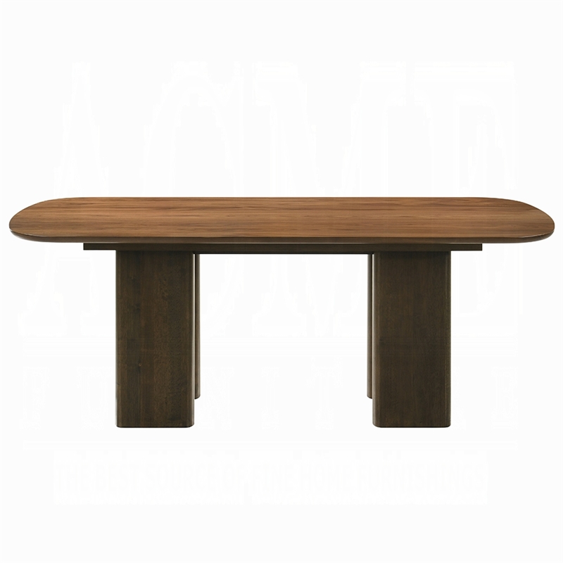 Lina Dining Table- 79 Inch Rectangular- Wide Panel Legs- Walnut Brown Wood