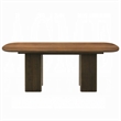 Lina Dining Table- 79 Inch Rectangular- Wide Panel Legs- Walnut Brown Wood