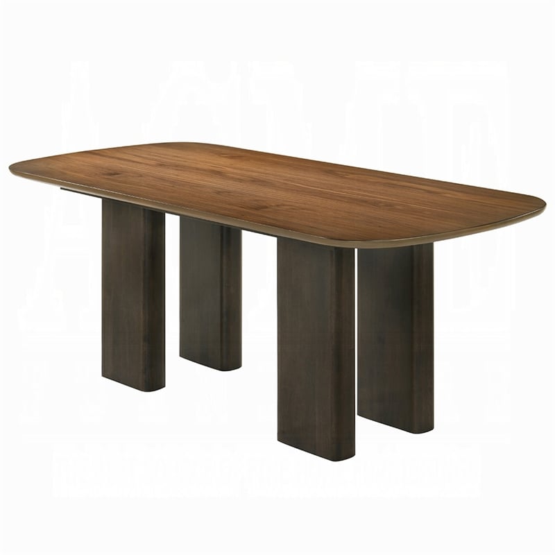 Lina Dining Table- 79 Inch Rectangular- Wide Panel Legs- Walnut Brown Wood