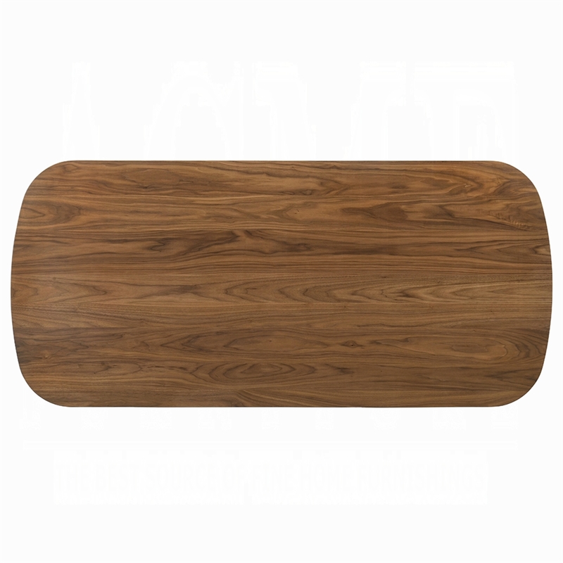 Lina Dining Table- 79 Inch Rectangular- Wide Panel Legs- Walnut Brown Wood