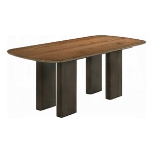 Lina Dining Table- 79 Inch Rectangular- Wide Panel Legs- Walnut Brown Wood