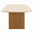 Ladi Dining Table- 87 Inch Rectangular Beige Faux Marble Top- Brown Wood