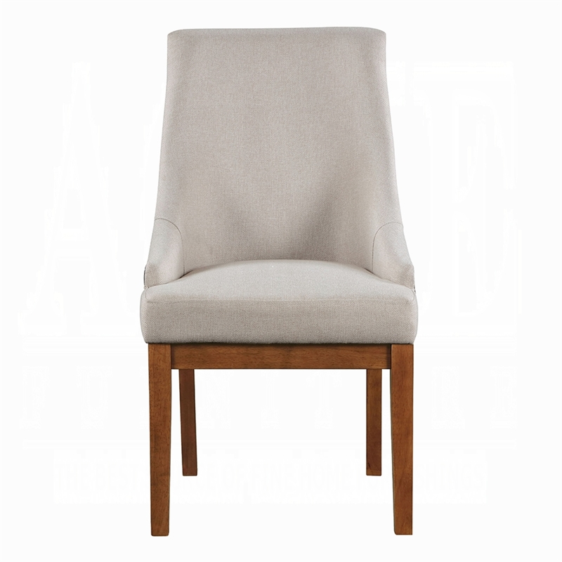 Elsie Dining Chair Set of 2- Foam Fill- Nailed Faux Leather Back- Brown
