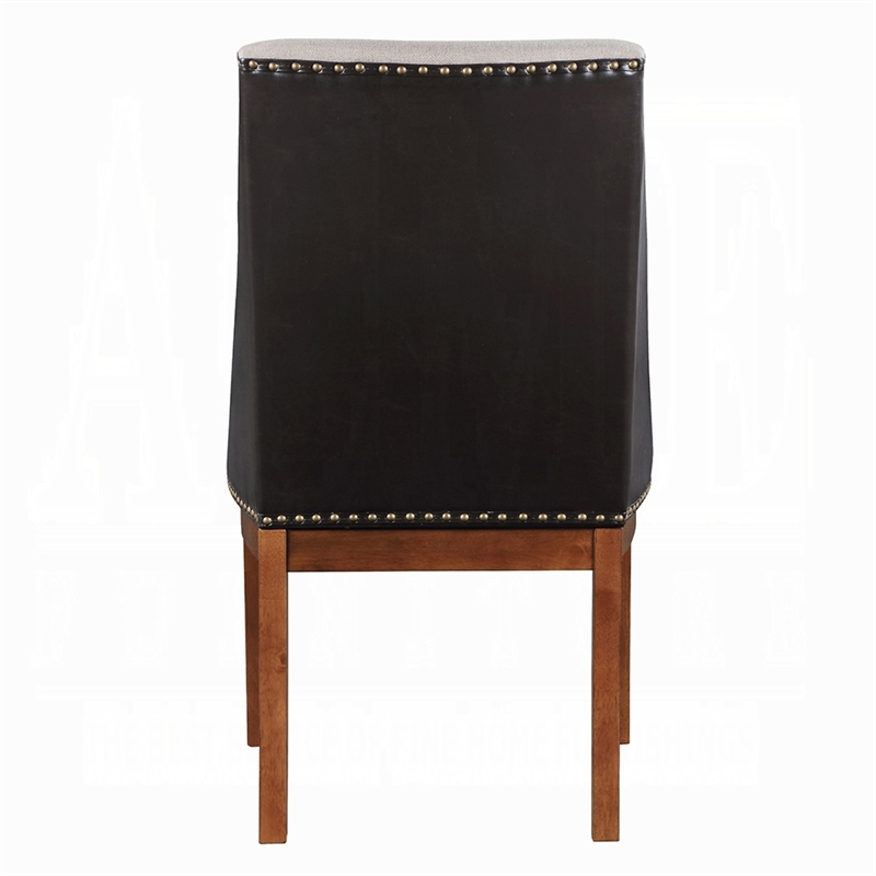 Elsie Dining Chair Set of 2- Foam Fill- Nailed Faux Leather Back- Brown