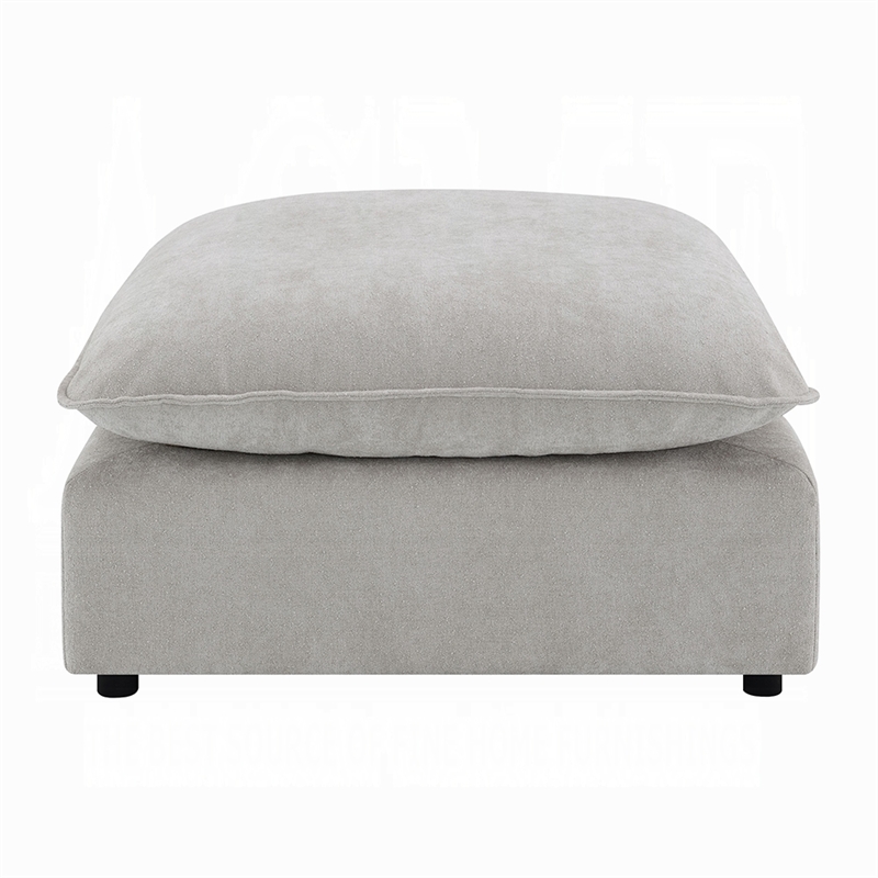 37 Inch Modular Ottoman- Feather Down and Cotton Fill Seat- Beige Boucle