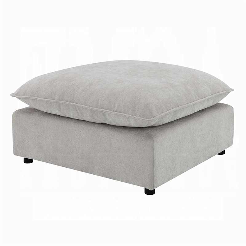 37 Inch Modular Ottoman- Feather Down and Cotton Fill Seat- Beige Boucle