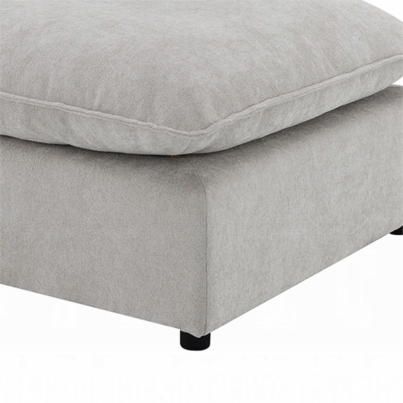 37 Inch Modular Ottoman- Feather Down and Cotton Fill Seat- Beige Boucle