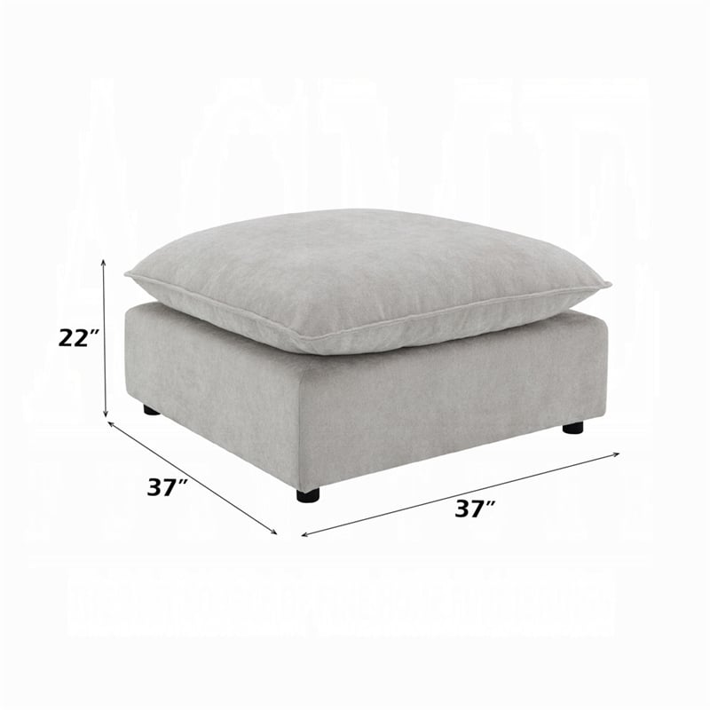 37 Inch Modular Ottoman- Feather Down and Cotton Fill Seat- Beige Boucle