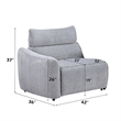 Falo Modular Power Motion Left Recliner Chair- Foam Light Gray Chenille