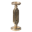 Candle Holder- Antique Gold Tabletop Accent- 11 Inch Keyhole Stem