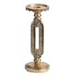 Candle Holder- Antique Gold Tabletop Accent- 11 Inch Keyhole Stem