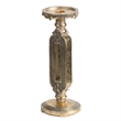 Candle Holder- Antique Gold Tabletop Accent- 11 Inch Keyhole Stem
