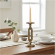Candle Holder- Antique Gold Tabletop Accent- 11 Inch Keyhole Stem