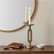 Candle Holder- Antique Gold Tabletop Accent- 11 Inch Keyhole Stem