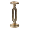 Candle Holder- Antique Gold Tabletop Accent- 11 Inch Keyhole Stem