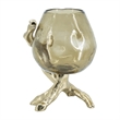 Dyna Decorative Candle Holder- Branch Base- Aluminum- Gold Glass 10 Inch