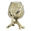 Dyna Decorative Candle Holder- Branch Base- Aluminum- Gold Glass 10 Inch
