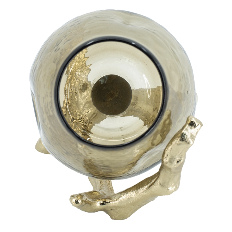 Dyna Decorative Candle Holder- Branch Base- Aluminum- Gold Glass 10 Inch