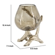 Dyna Decorative Candle Holder- Branch Base- Aluminum- Gold Glass 10 Inch