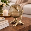 Dyna Decorative Candle Holder- Branch Base- Aluminum- Gold Glass 10 Inch