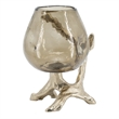 Dyna Decorative Candle Holder- Branch Base- Aluminum- Gold Glass 10 Inch