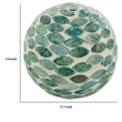 Sunny Decorative Ball Set of 3- Capiz Shell Details- Green Ceramic 12 Inch