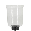 Cole Small Candle Holder- Black Iron Open X Frame- Clear Glass 19 Inch