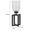 Cole Small Candle Holder- Black Iron Open X Frame- Clear Glass 19 Inch